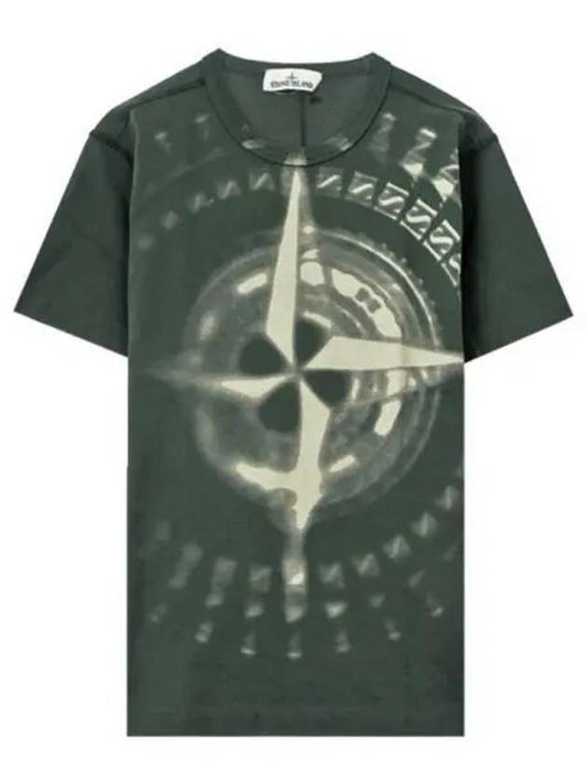 711523383 V0057 Graphic Logo Round Short Sleeve T shirt Green Men s TJ 271636 - STONE ISLAND - BALAAN 1