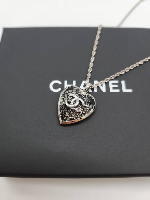 Heart CC logo necklace silver fabric ABE688 - CHANEL - BALAAN 5