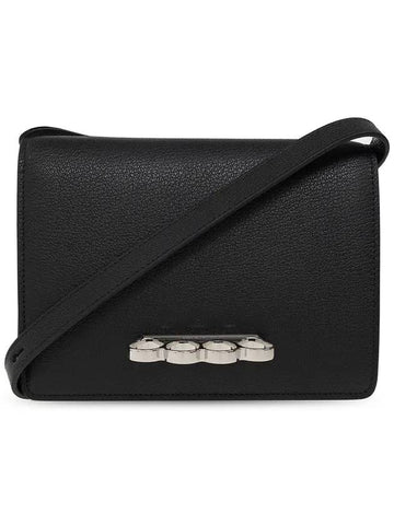 4-Ring Leather Clutch Bag Black - ALEXANDER MCQUEEN - BALAAN 1