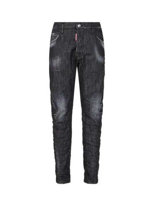 Felt Logo Patch Tidy Biker Jeans Washed Black - DSQUARED2 - BALAAN 1