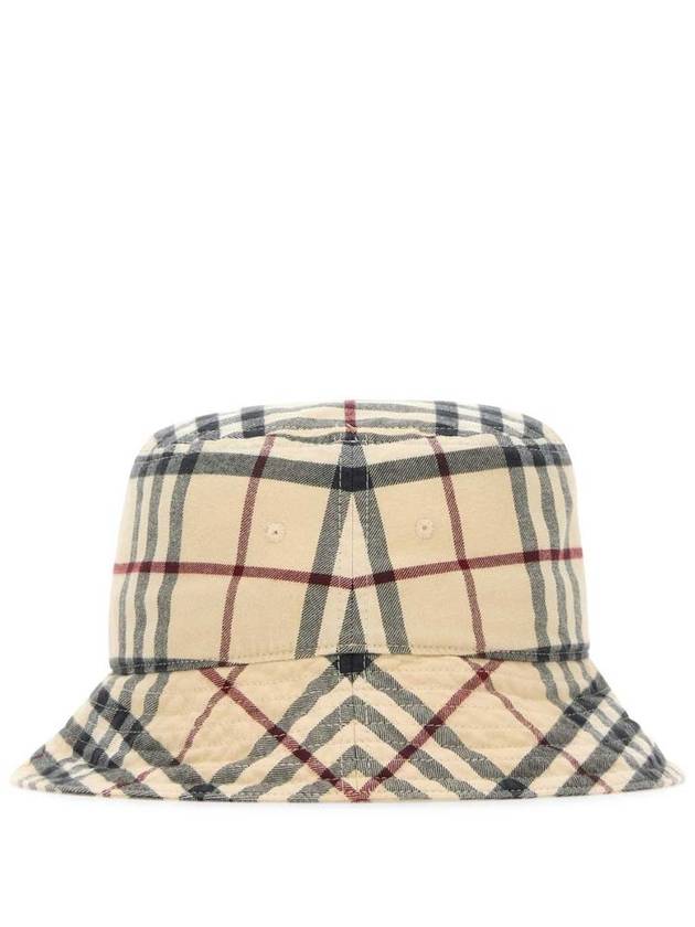 Stone Check Cotton Bucket Hat Beige - BURBERRY - BALAAN 3