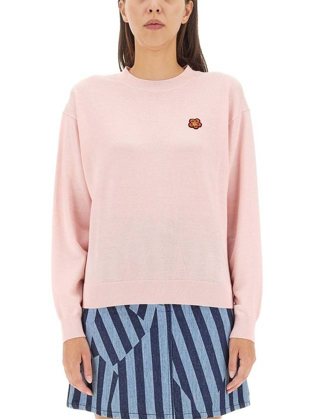 Boke Flower Logo Wool Knit Top Pink - KENZO - BALAAN 2