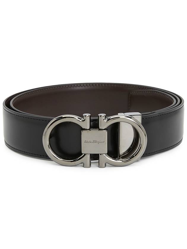 Gancini Reversible Adjustable Calfskin Leather Belt Black - SALVATORE FERRAGAMO - BALAAN 2