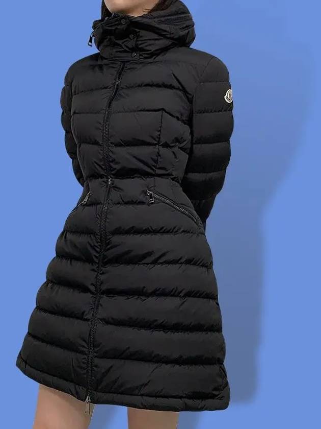 Flammette Long Down Jacket Black - MONCLER - BALAAN 6