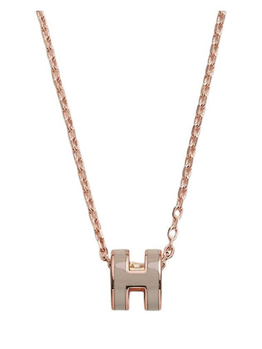 Mini Pop H Pendant Rose Gold & Marron Glace - HERMES - BALAAN 1