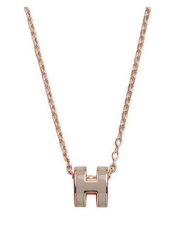 Mini Pop H Pendant Rose Gold & Marron Glace - HERMES - BALAAN 1