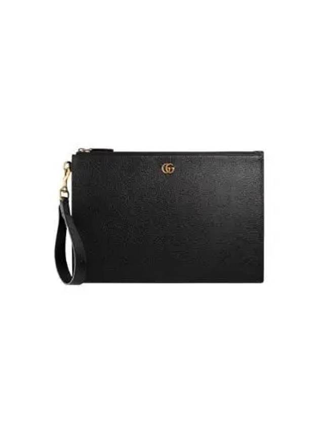 GG Marmont leather strap clutch bag black - GUCCI - BALAAN 2