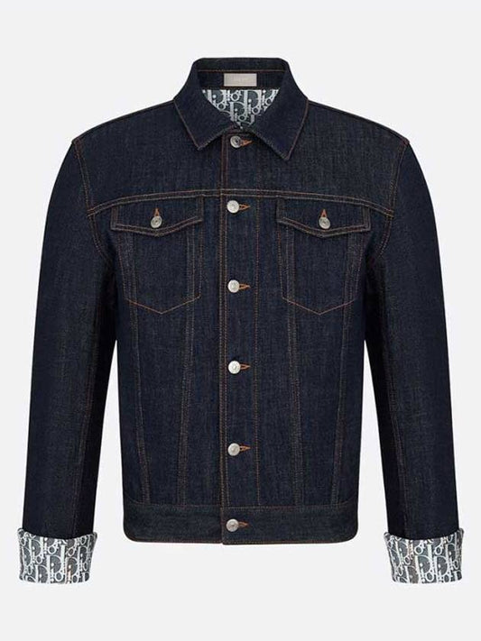 Oblique raw cotton denim jacket blue 013D482J226X - DIOR - BALAAN 1