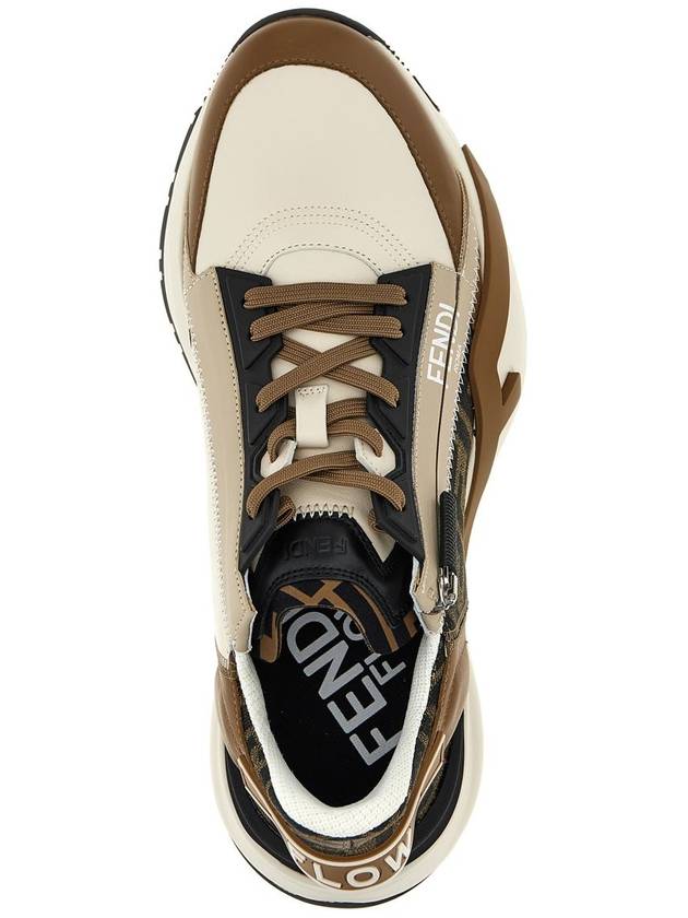 Flow FF Jacquard Leather Running Low Top Sneakers Brown - FENDI - BALAAN 6