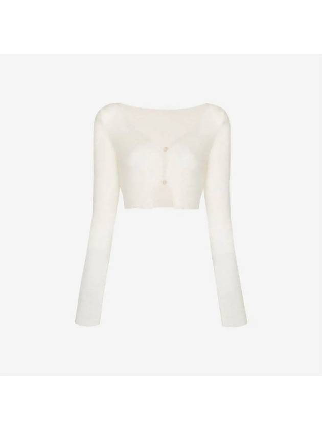 Le Alzou Cropped Mohair Cardigan White - JACQUEMUS - BALAAN 3