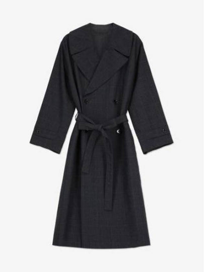 Check Pattern Over Double Breasted Coat Black - LEMAIRE - BALAAN 2