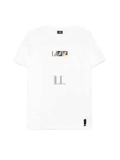 Embroidered Logo Short Sleeve T-Shirt White - FENDI - BALAAN 2