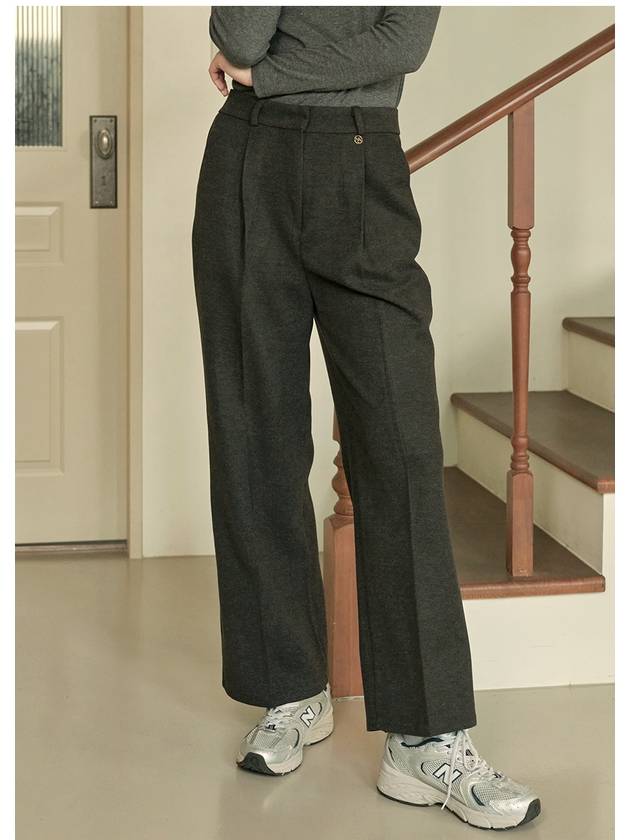 Women's Serene One-Tuck Wide Slacks Charcoal - MICANE - BALAAN 2