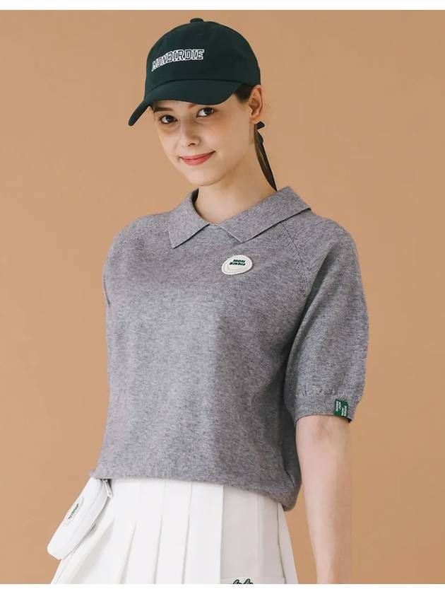 Wool touch collar neck short sleeve knit GRAY - MONBIRDIE GOLF - BALAAN 3