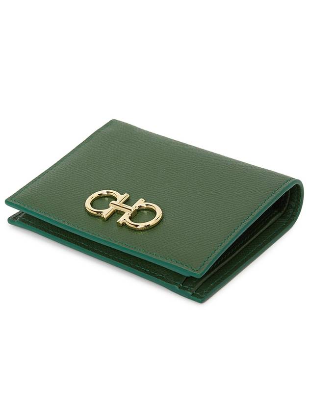 Gancini Compact Half Wallet Green - SALVATORE FERRAGAMO - BALAAN 4