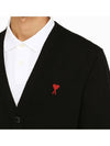 Red Heart Logo Merino Wool Cardigan Black - AMI - BALAAN 6