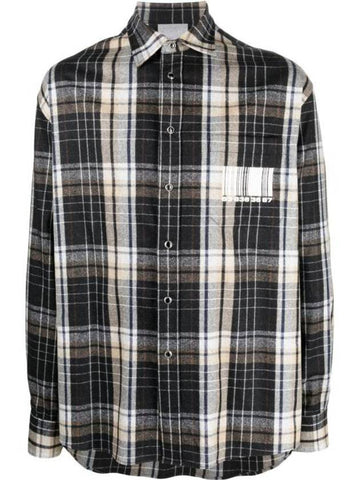 Barcode Print Check Long Sleeve Shirt Grey - VETEMENTS - BALAAN 1