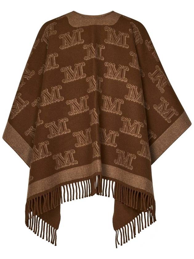 Fringe Logo Wool Cape Brown - MAX MARA - BALAAN 3