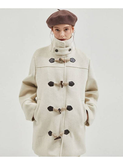 High Neck Wool Half Duffle Coat Ivory - MANAVIS7 - BALAAN 2