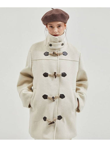 High Neck Wool Half Duffle Coat Ivory - MANAVIS7 - BALAAN 1