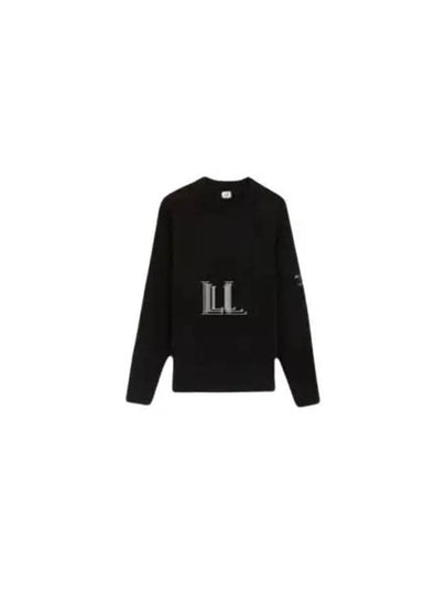 Cotton Chenille Crew Neck Knit Top Black - CP COMPANY - BALAAN 2