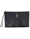 Women s Saint Laurent 440222 Black Matelasse Monogram Document Holder Strap Clutch gt Pouch Gangbuk used luxury goods - SAINT LAURENT - BALAAN 1