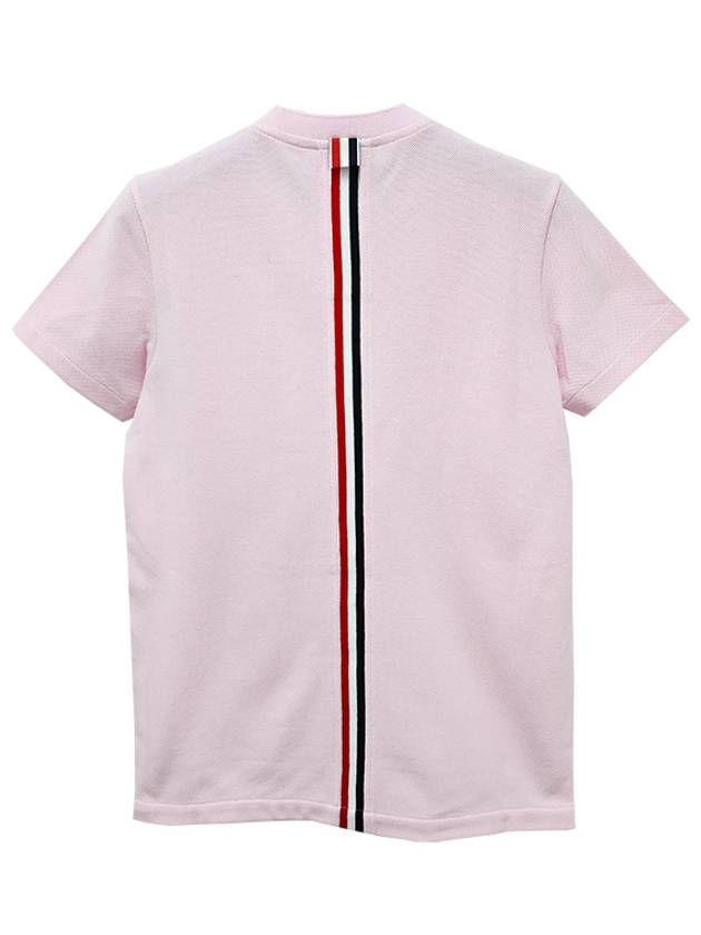 Center Back Stripe Classic Cotton Pique Relaxed Fit Short Sleeve T-Shirt Pink - THOM BROWNE - BALAAN 4