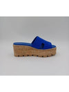 Eze 30 Suede Goatskin Sandals Blue - HERMES - BALAAN 8