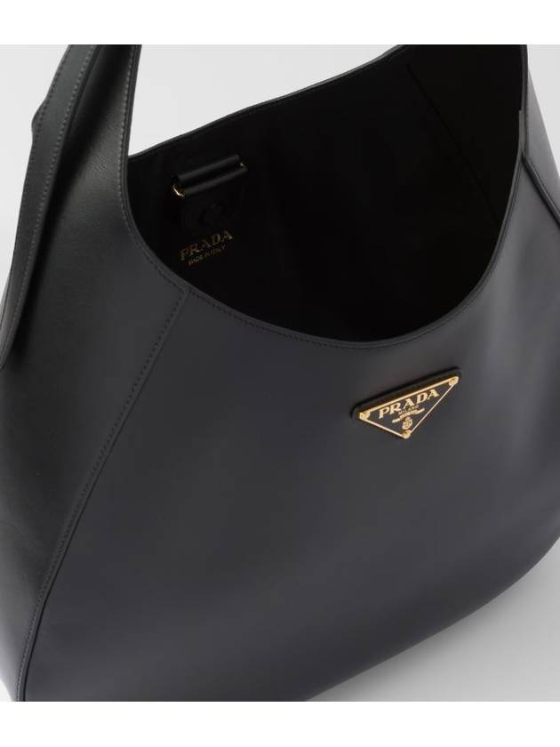 Topstitching Triangle Logo Large Leather Shoulder Bag Black - PRADA - BALAAN 5