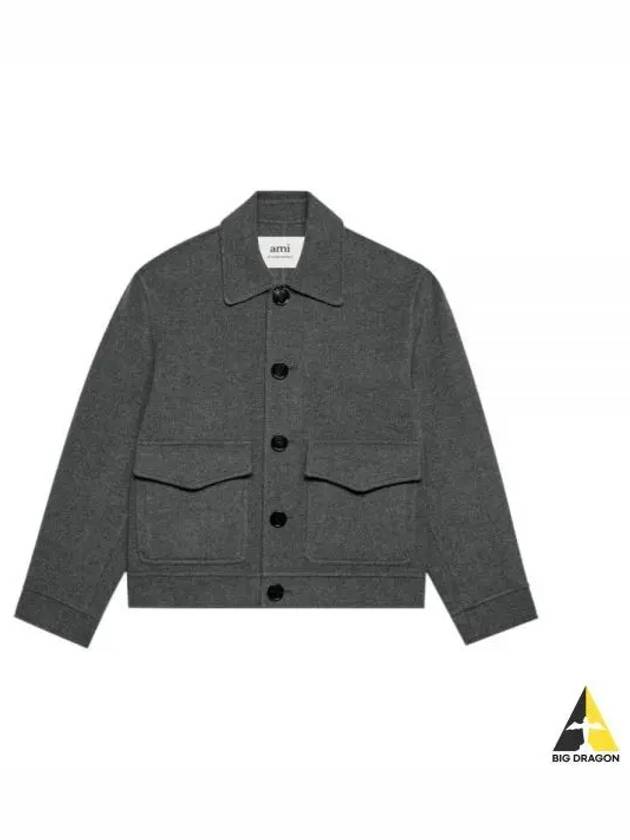 Flap Pocket Wool Cashmere Jacket Grey - AMI - BALAAN 2