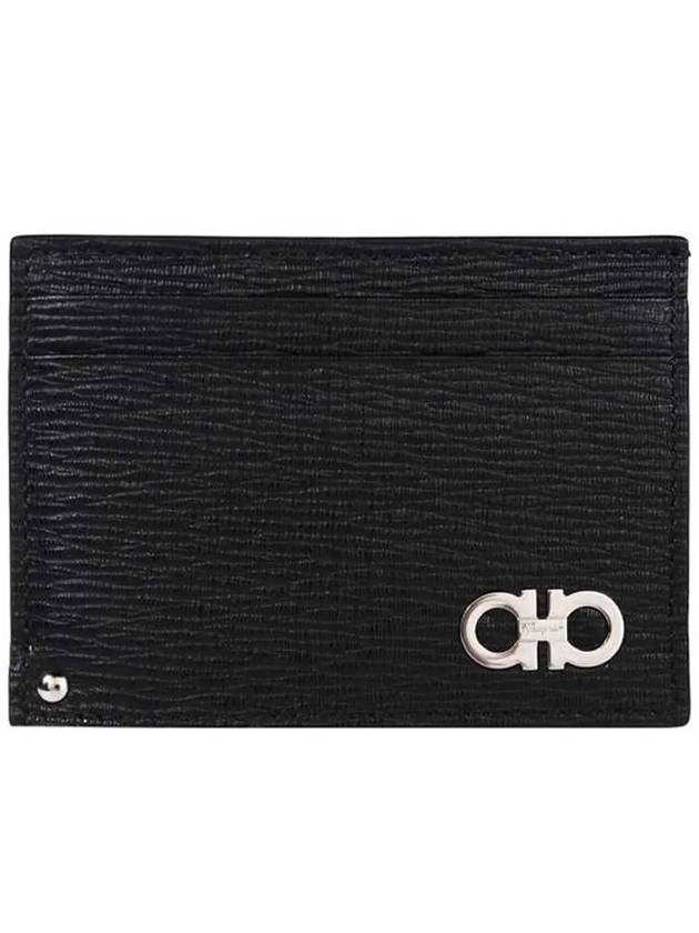 Double Gancini Leather Card Wallet Black - SALVATORE FERRAGAMO - BALAAN 2