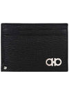 Double Gancini Leather Card Wallet Black - SALVATORE FERRAGAMO - BALAAN 3