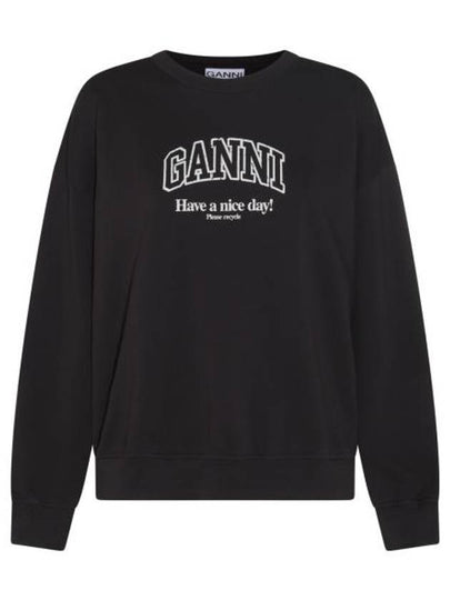 Isoli Oversized Cotton Sweatshirt Black - GANNI - BALAAN 2