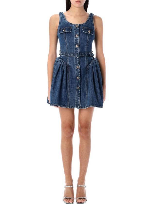 Self-Portrait Flared Denim Mini Dress - SELF PORTRAIT - BALAAN 1