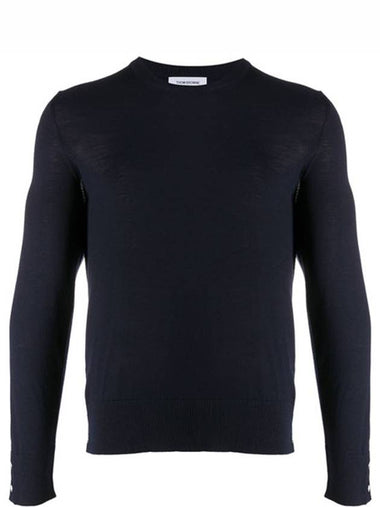 Back Stripe Merino Wool Knit Top Navy - THOM BROWNE - BALAAN 1