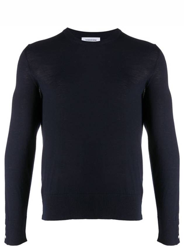 Back Stripe Merino Wool Knit Top Navy - THOM BROWNE - BALAAN 2