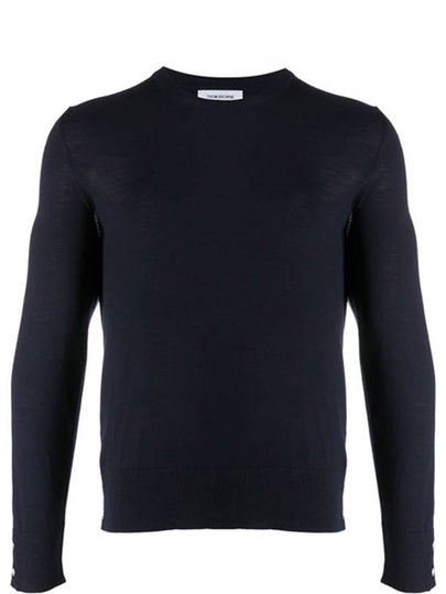 Back Stripe Merino Wool Knit Top Navy - THOM BROWNE - BALAAN 2