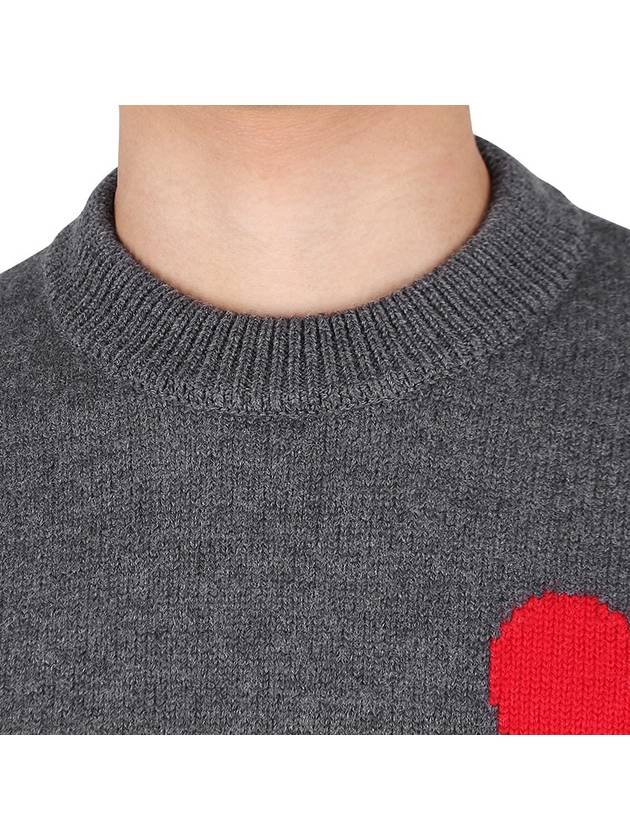 Big Heart Logo Wool Knit Top Grey - AMI - BALAAN 6