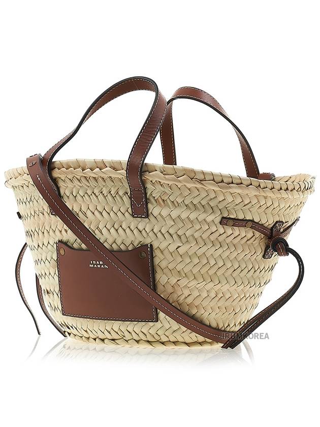 Cadix Mini Raffia Basket Tote Bag Cognac - ISABEL MARANT - BALAAN 3