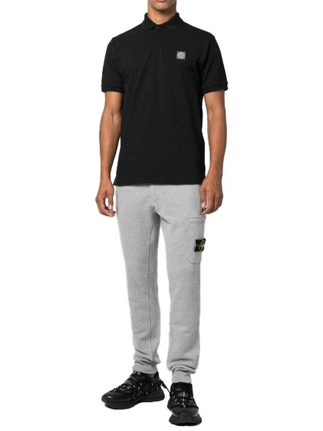 Pique Stretch Cotton Short Sleeve Polo Shirt Black - STONE ISLAND - BALAAN 3