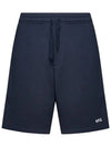 Men's Logo Drawstring Waist Track Shorts Dark Navy - A.P.C. - BALAAN 3