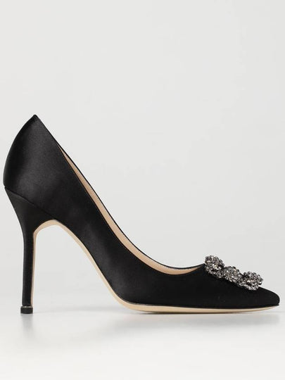 Hangisi Jewel Buckle Satin Pumps Heels Black - MANOLO BLAHNIK - BALAAN 2