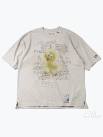 J13TS732 Gray Duck Print Distressed T Shirt - MIHARA YASUHIRO - BALAAN 1