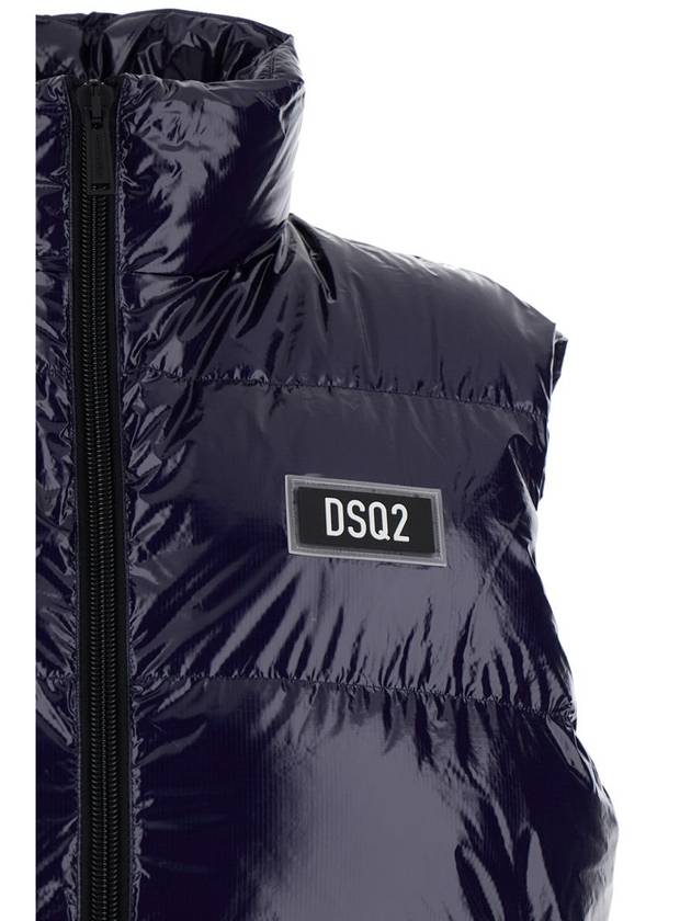 Blue Sleeveless Down Jacket With Dsq2 Logo Patch In Polyamide Man - DSQUARED2 - BALAAN 3