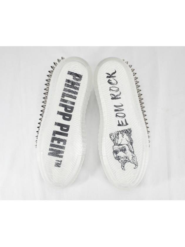 Camouflage Logo Studded Leather Low-Top Sneakers White - PHILIPP PLEIN - BALAAN 8