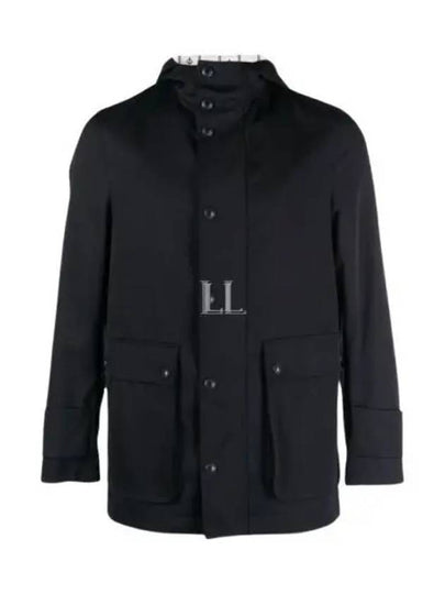 Nylon Tech Snap Front Rain Parka Navy - THOM BROWNE - BALAAN 2