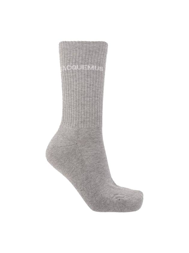 Les Chausettes Ribbed Crew Socks Gray - JACQUEMUS - BALAAN.