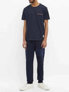 Men's Medium Weight Jersey Tipped Pocket Crewneck Short Short Sleeve T-Shirt Navy - THOM BROWNE - BALAAN 6