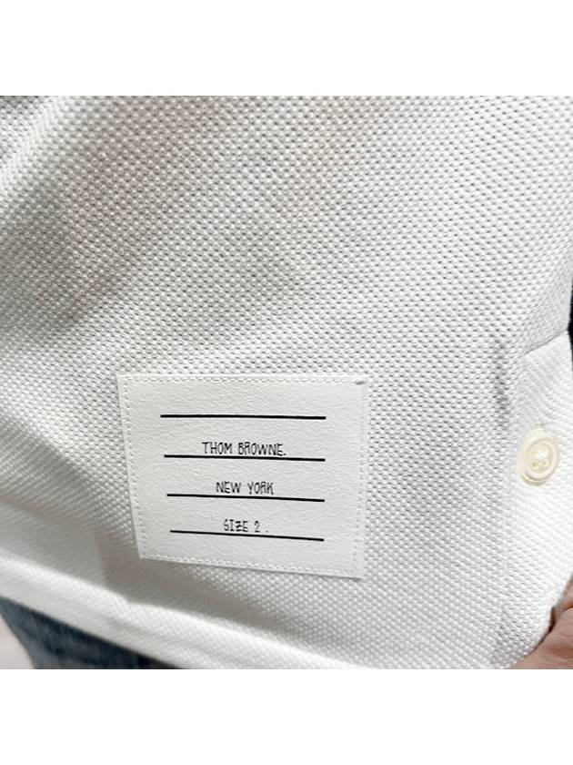 Men's Cotton Pique Center Bag Striped Short Sleeve Polo Shirt White - THOM BROWNE - BALAAN 8