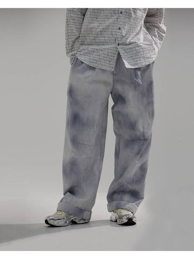 Men s Eco Leather New Wide Pants spray painted whyso24FW03 - WHYSOCEREALZ - BALAAN 1